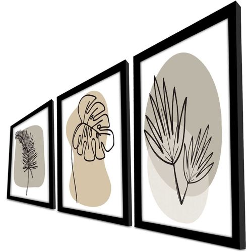 Ensemble De 3 Tableaux Décoratifs Feuilles