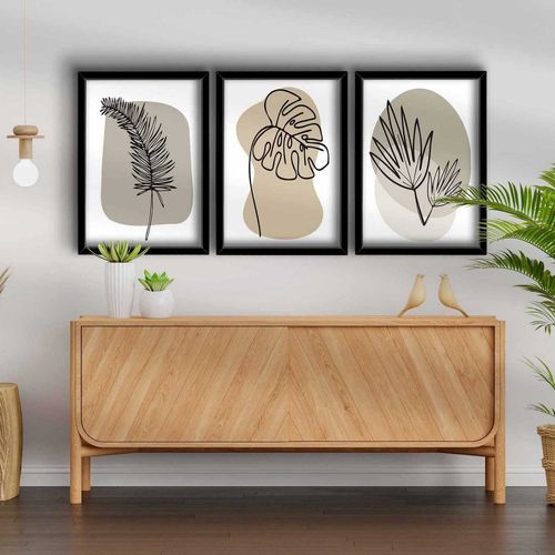 Ensemble De 3 Tableaux Décoratifs Feuilles