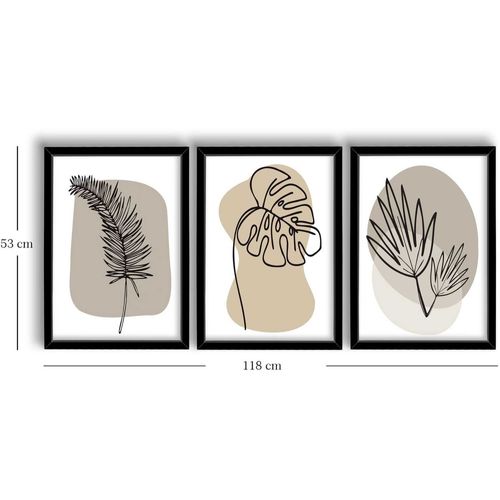 Ensemble De 3 Tableaux Décoratifs Feuilles