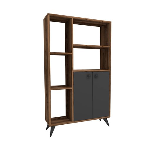 Bibliothèque En Bois "meldan" - 80 X 25 X 135 Cm - Noyer Clair, Anthracite