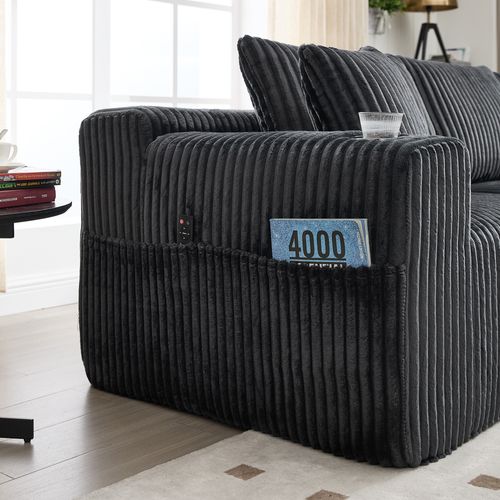 Canapé D'angle Modulable, 3 Places, Revêtement En Velours Côtelé