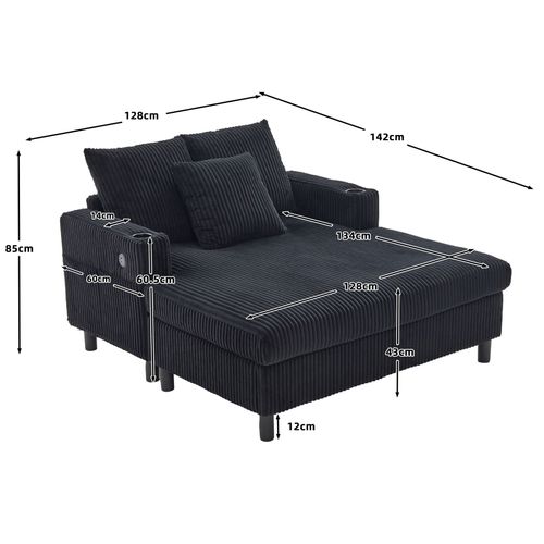 Fauteuil Revêtement En Velours Côtelé, Avec Ports USB Et LED