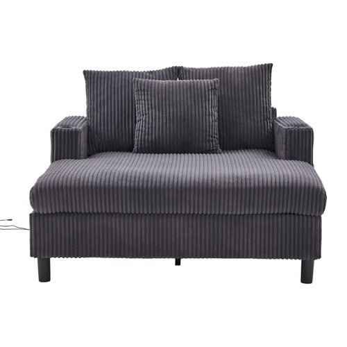 Fauteuil Revêtement En Velours Côtelé, Avec Ports USB Et LED