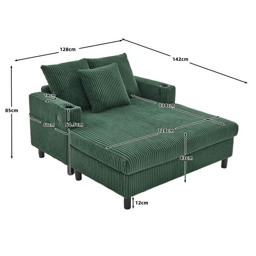 Fauteuil Revêtement En Velours Côtelé, Avec Ports USB Et LED