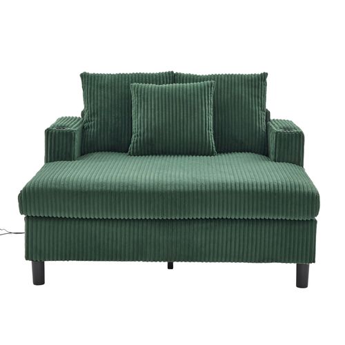 Fauteuil Revêtement En Velours Côtelé, Avec Ports USB Et LED