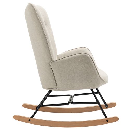 Fauteuil à Bascule Rocking Chair Scandinave De Jardin En Tissu Beige