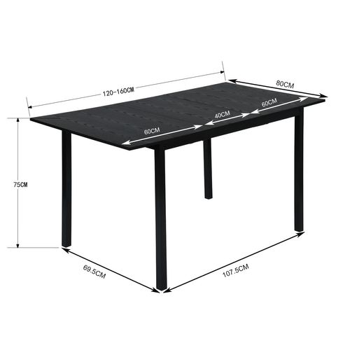 Ensemble Table Extensible Noire + 4 Chaises Suédine