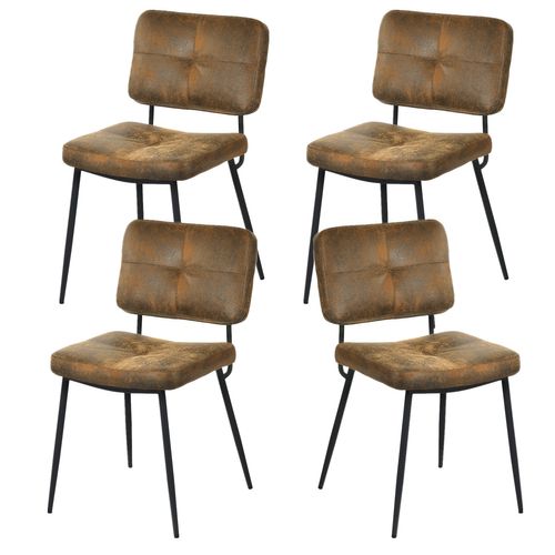 Ensemble Table Bois/pied Noir + 4 Chaises Suédine