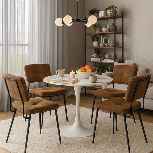 Ensemble Table Blanche + 2 Chaises Suédine