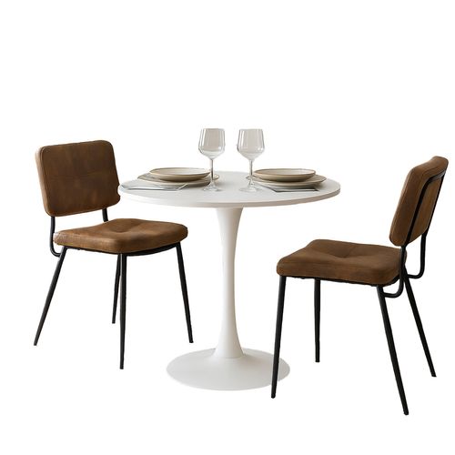 Ensemble Table Blanche + 2 Chaises Suédine