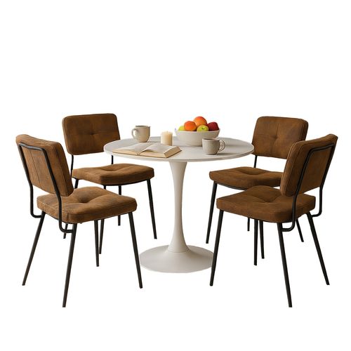 Ensemble Table Blanche + 4 Chaises Suédine