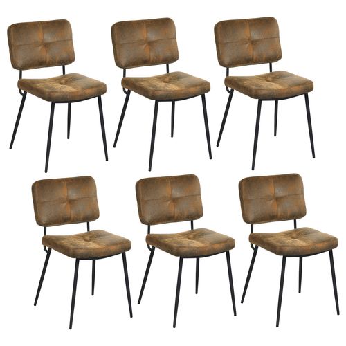 Ensemble Table Extensible Noire Pieds Or + 6 Chaises Suédine