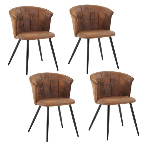 Ensemble Table Extensible Noire + 4 Chaises Coquille Suédine