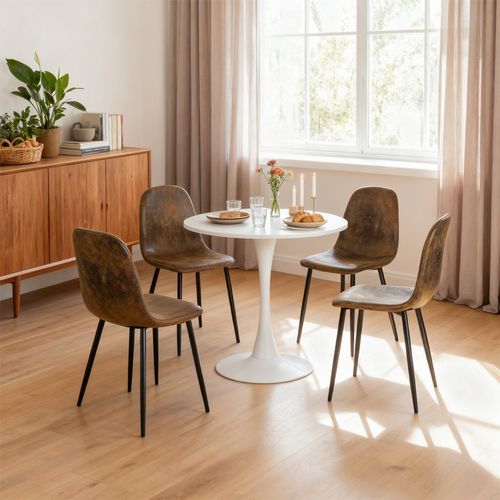 Ensemble Table Blanche + 4 Chaises Suédine