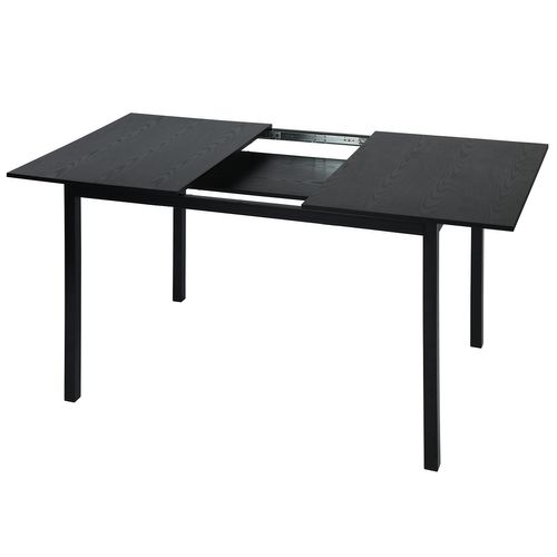 Ensemble Table Extensible Noire + 4 Chaises Coquille Suédine Marron