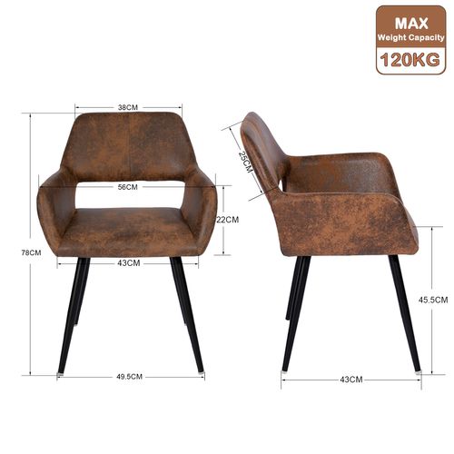 Ensemble Table Extensible Noire + 6 Chaises Coquille Suédine Marron