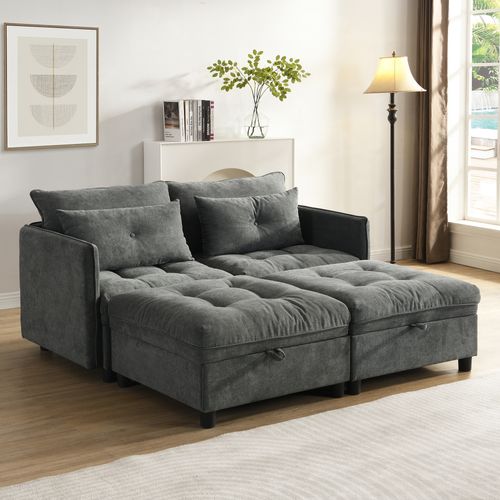 Canapé Modulable, 4 Places, Coffre De Rangement, Revêtement En Tissu