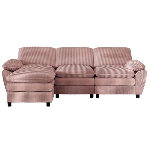 Canapé D'angle, 3 Places, Avec Repose-pieds, Revêtement En Velours Côtelé