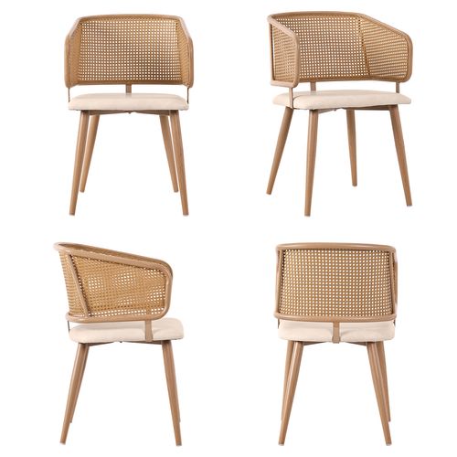 Lot De 2 Chaise Salle à Manger Avec Dossier En Rotin