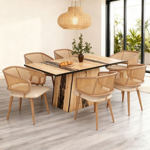 Lot De 6 Chaise Salle à Manger Avec Dossier En Rotin