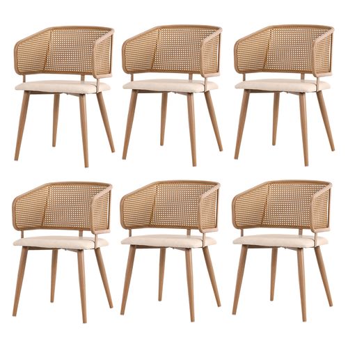 Lot De 6 Chaise Salle à Manger Avec Dossier En Rotin