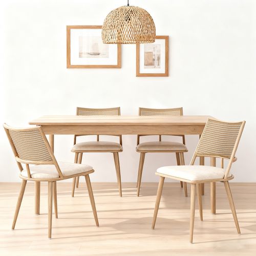 Lot De 4 Chaise Salle à Manger Avec Dossier En Rotin