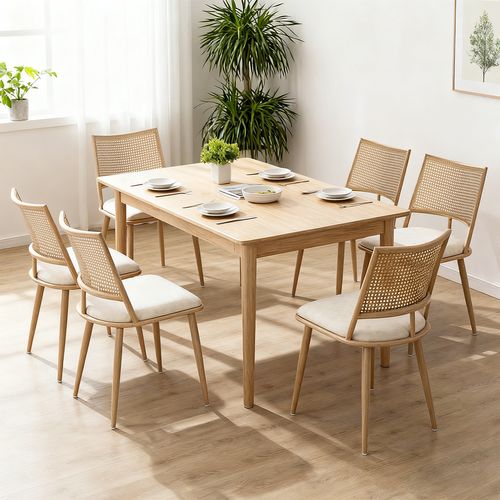 Lot De 6 Chaise Salle à Manger Avec Dossier En Rotin