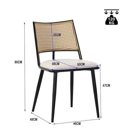 Lot De 2 Chaise Salle à Manger Avec Dossier En Rotin