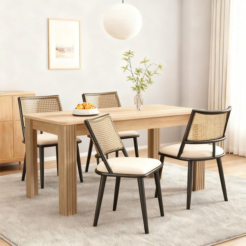 Lot De 2 Chaise Salle à Manger Avec Dossier En Rotin