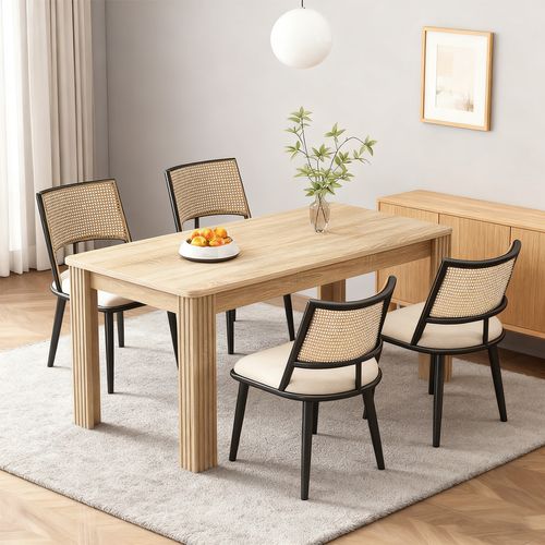 Lot De 4 Chaise Salle à Manger Avec Dossier En Rotin