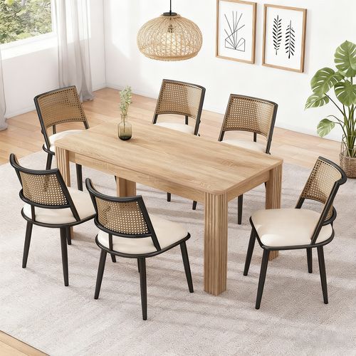 Lot De 6 Chaise Salle à Manger Avec Dossier En Rotin