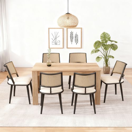 Lot De 6 Chaise Salle à Manger Avec Dossier En Rotin