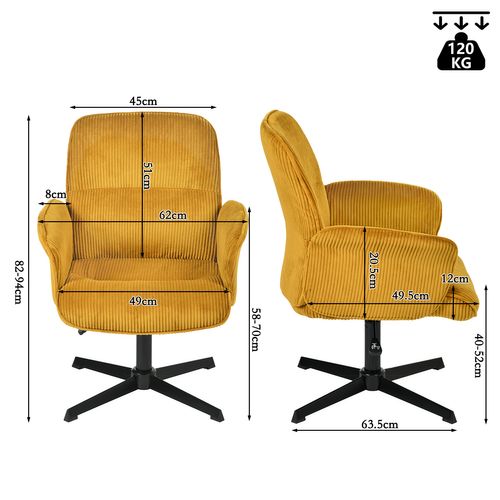 Fauteuil De Bureau Siège Pivotant Hauteur Réglable En Velours Côtelé