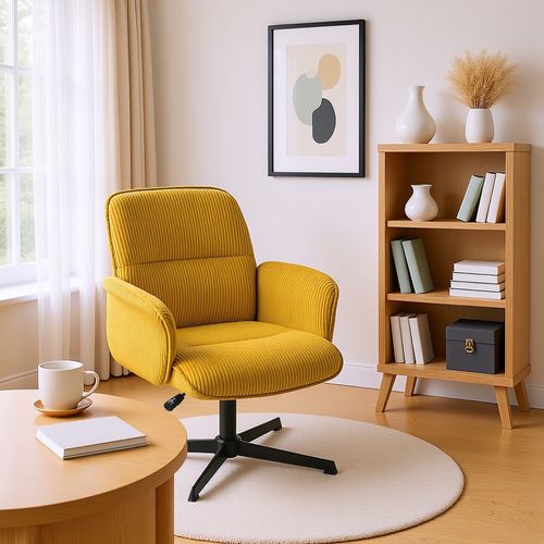 Fauteuil De Bureau Siège Pivotant Hauteur Réglable En Velours Côtelé