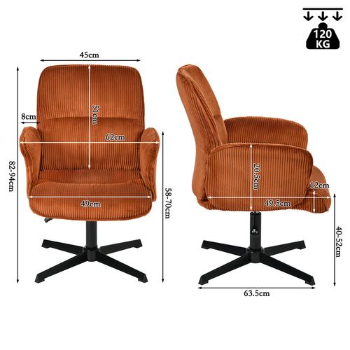 Fauteuil De Bureau Siège Pivotant Hauteur Réglable En Velours Côtelé