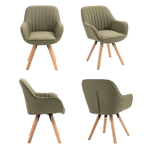 Lot De 2 Chaises De Bureau Pivotantes Avec Accoudoirs Pieds En Bois, Vert