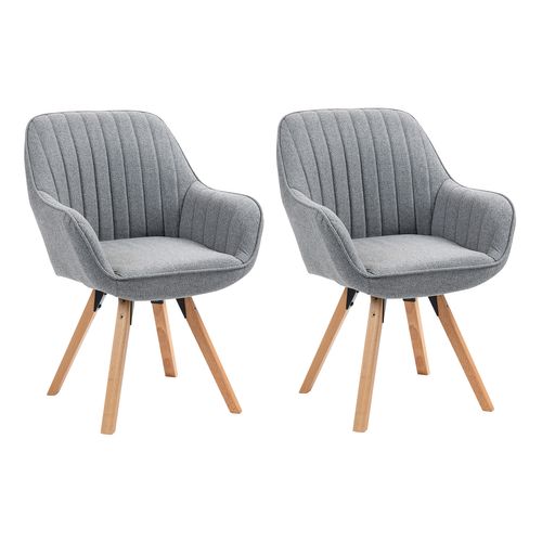Lot De 2 Fauteuils De Bureau Pivotants Avec Accoudoirs Pieds En Bois, Gris