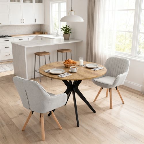 Table Salle à Manger Avec 2 Chaises, Ensemble De 3 Meubles, Bois Clair + Beige