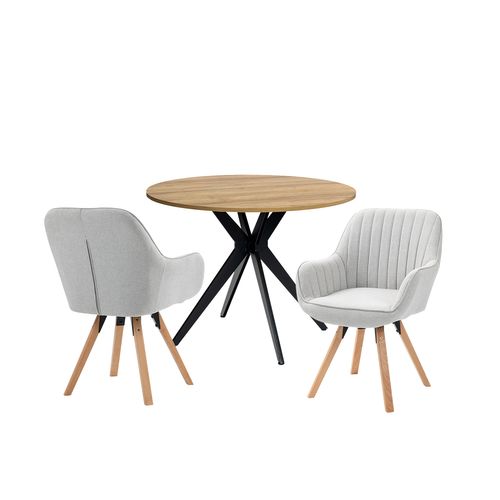 Table Salle à Manger Avec 2 Chaises, Ensemble De 3 Meubles, Bois Clair + Beige