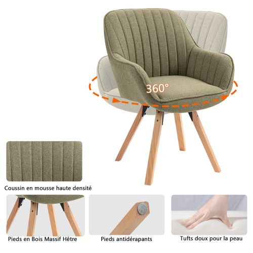 Table Salle à Manger Avec 4 Chaises, Ensemble De 5 Meubles, Bois Clair + Vert + Jaune