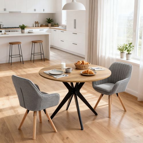 Table Salle à Manger Avec 2 Chaises, Ensemble De 3 Meubles, Bois Clair + Gris