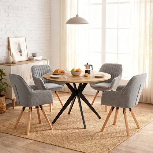 Table Salle à Manger Avec 2 Chaises, Ensemble De 3 Meubles, Bois Clair + Gris