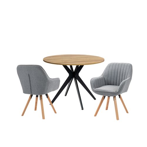 Table Salle à Manger Avec 2 Chaises, Ensemble De 3 Meubles, Bois Clair + Gris