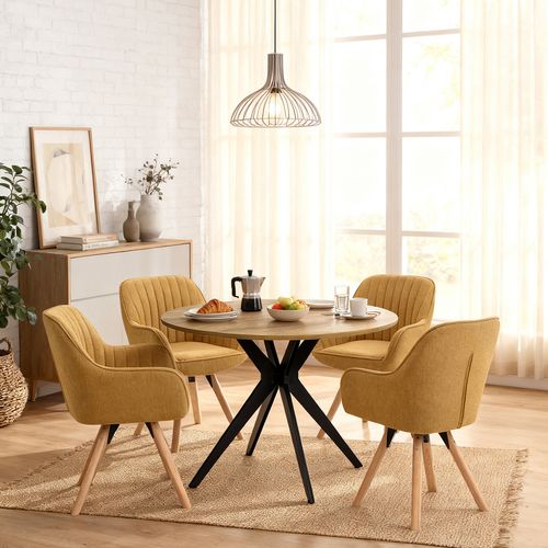 Table Salle à Manger Avec 2 Chaises, Ensemble De 3 Meubles, Bois Clair + Jaune