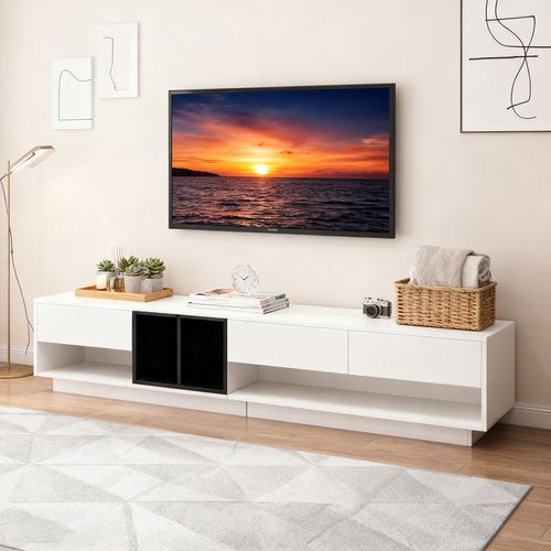 Meuble TV Avec 3 Tiroirs Et Espaces De Rangement, 190x40x42cm