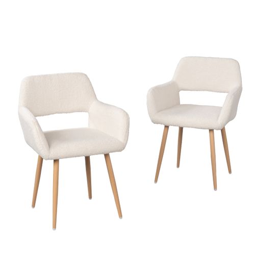 Chaise De Bureau Scandinave Assise Rembourrée Tissu Laine Pieds Bois Beige