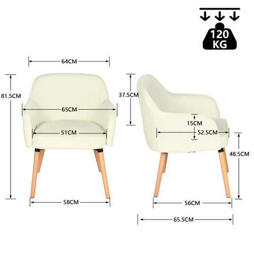 Lot De 2 Fauteuils Scandinaves En Tissu Caramel Avec Pieds Métal