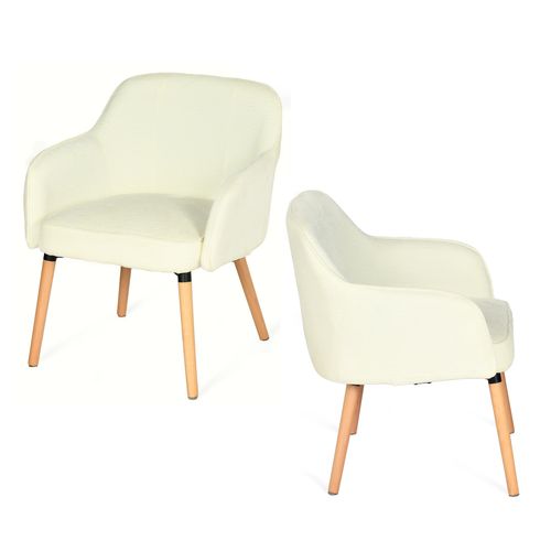 Lot De 2 Fauteuils Scandinaves En Tissu Caramel Avec Pieds Métal