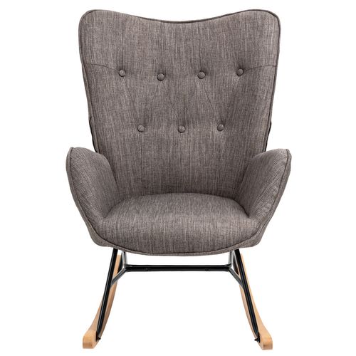 Fauteuil à Bascule De Jardin - Revêtement Tissu Gris Foncé Pour Terrasse Ou Balcon