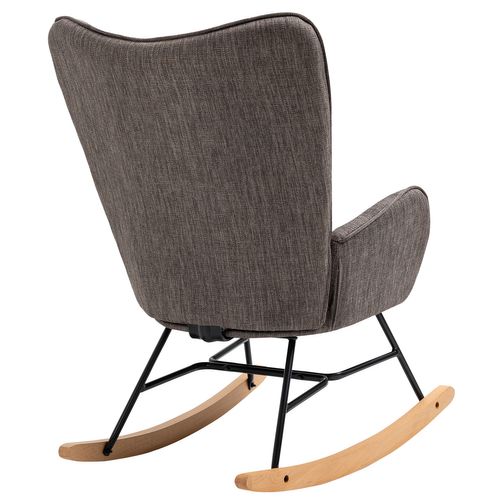 Lot De 2 Fauteuils à Bascule De Jardin Scandinaves - Tissu Gris Foncé Et Pieds Métal